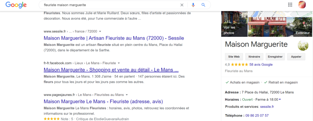 booster commerce fleuriste google my business 1 résultat