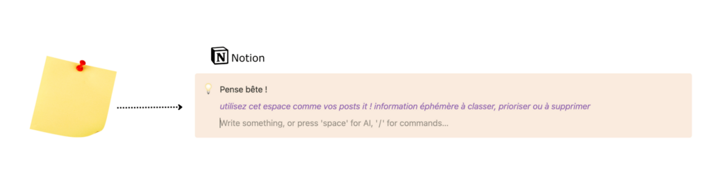 post it vers la zone pense bête de notion